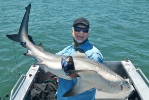 Scott Goleby and his son John spent a few hours fishing the Pine River at Brisbane over the weekend, but their catch was a little different to what you might have expected. Anyway, they released them unharmed (Pictures: Scott and John Goleby).