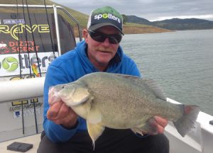 Trevor Holmes with a nice golden perch taken from the Delatite Arm at Eildon (Picture: Victorian nland Charters).