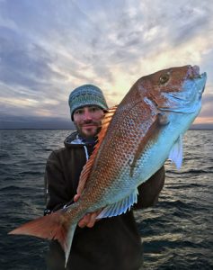 Kevin McLoughlin with one of the snapper he caught from Corio Bay last week.