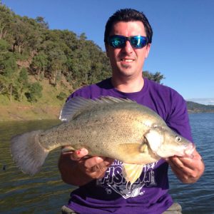 Alex Van Der Hulst with a golden perch from Lake Eildon (Picture: Victorian Inland Charters).