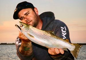 Michael Evans with his 50 cm brown trout from Wurdiboluc Reservoir (Picture: Michael Evans).