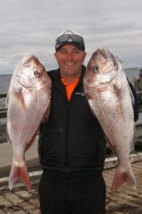 Ben King at the Avalon boat ramp with a sample of his bag-limit catch.