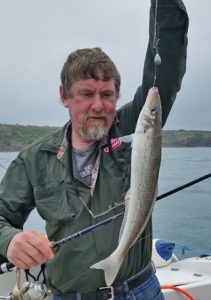 Lockie Wombell with one of the whiting he and Bob McPherson caught off Blacknose Point on Friday (Picture: Bob McPherson).