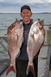 Murray Scott with a sample of his snapper catch from Corio Bay.   