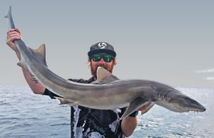 Aaron Habgood with his whiskered shark (Picture: Aaron Habgood).