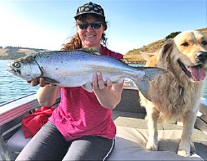 Unknown lady angler with a 2 kg chinook salmon from Lake Bullen Merri week.