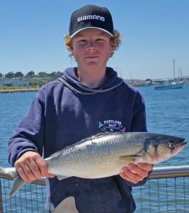 Hugh Johnstone with one of the good size salmon to be caught at Portland at the moment (Picture: Bob McPherson).