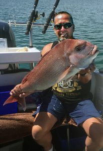 Murray Stewart with his snapper from Corio Bay (Picture: Linda Stewart).