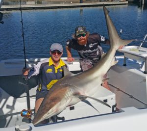 Patrick Dangerfield and Aaron Habgood with Patrick’s bronze whaler (Picture Aaron Habgood)