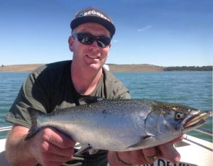 Ben Young with a chinook salmon of 1.7 kg from Lake Bullen Merri (Picture: Victorian Inland Charters).