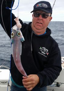 Michael Goldby with a banded cucumberfish (Paraulopus balteatus) that he caught offshore from Portland and was subsequently identified by Roger Swainston, co-author of Sea Fishes of Southern Australia (Picture Bob McPherson).   