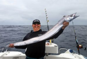 How big? Michael Goldby with a southern frostfish that he caught offshore from Portland over Easter (Picture Bob McPherson).