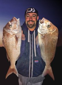 Danny Skene with a sample from last week’s snapper catch off Point Richards.