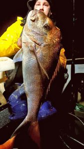 Leigh McAuliffe with the 11 kg snapper he caught from Corio Bay early last week.