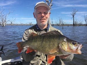 Viktor Petrovic with one of his redfin from Lake Toolondo (Picture: Victorian Inland Charters).