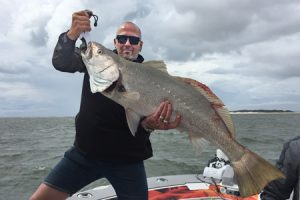 Murray Stewart’s 13.6 kg mulloway from the good old Jumpin’ Pin channel on Queensland’s Gold Coast.