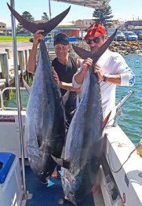 John Woolard and David Torelli with their tuna at Portland (Picture: Bob McPherson).   