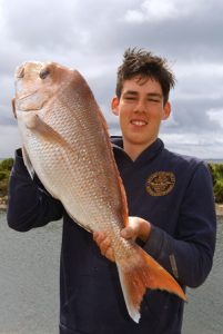 Matthew Kirby whose 6.3 kg snapper won second prize in the Leopold Angling and Aquatic Club’s snapper competition at the weekend.