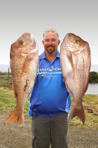 Early bird: Danny Skene who won first prize in the Leopold Angling and Aquatic Club’s snapper competition at the weekend with a sample of his catch.