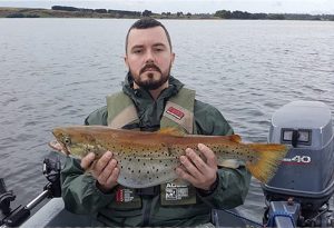 Milan Radocaj with a 4.42 kg brown trout from Lake Purrumbete (Picture and info from Lake Purrumbete Holiday Park).