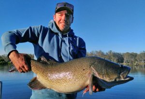 Shane Hogan of Drysdale with his Murray cod from Bundalong (Picture: John Clements).