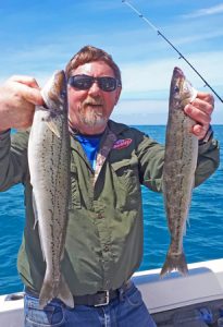 Lachie Wombell with  sample of the whiting being caught at Portland lately (Picture: Bob McPherson).   