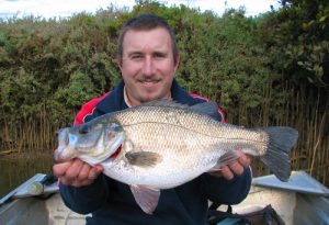 Jamie Behrens caught and released this 51 cm estuary perch – which certainly would have weighed well over 2 kg – from the Barwon River estuary at 5.30 pm on Sunday, September 9, 2007. The lure on this occasion being a 50 mm black and gold Squidgy-fish (Picture: Jason Bird).   