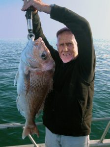 Pat Stapleton with a nice snapper taken from Corio Bay last week (Picture: Ivan Bereza: Leopold Angling and Aquatic Club Commodore).