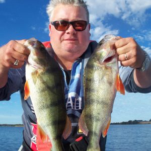 Rod Shepherd with a sample of his redfin catch from Lake Purrumbete.   