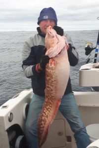 Darcy Watts with a pink ling taken offshore from Portland (Picture: Bob McPherson).