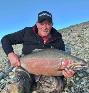 Trevor Holmes with his 12.2 kg Tekapo rainbow trout.