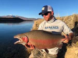 Bjorn Mair with his Tekapo rainbow trout of 10 kg.